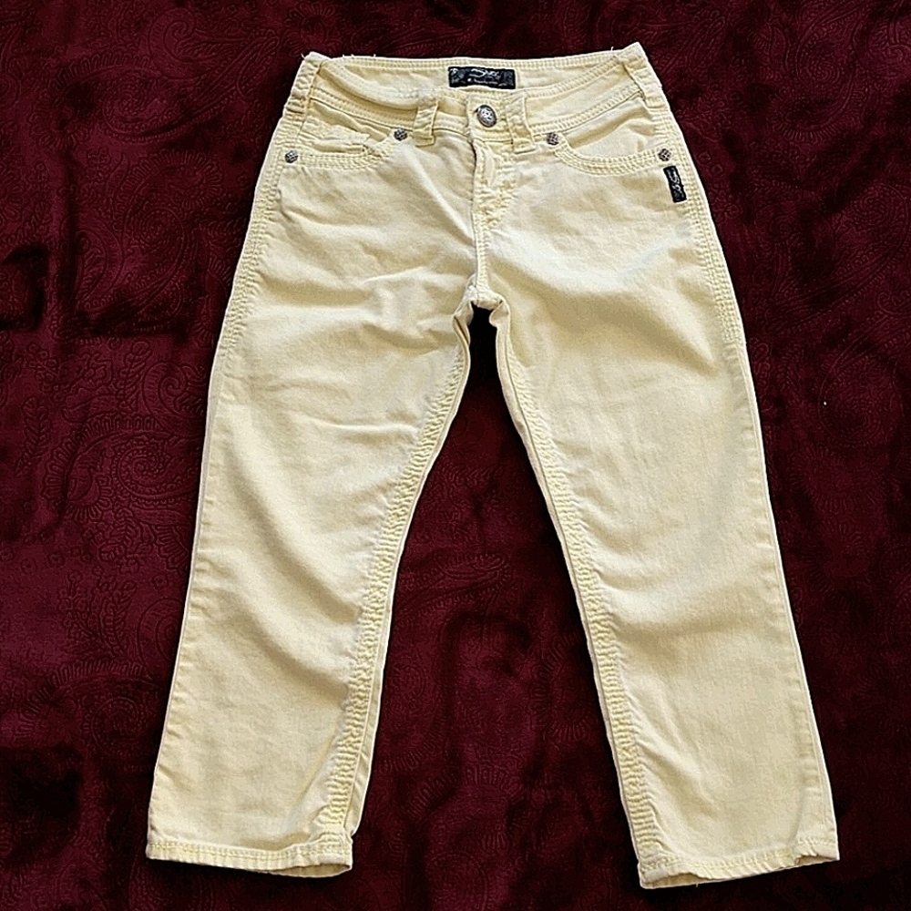Silver Jeans Yellow Suki Flap Capri Denim